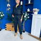 Barbara Detailed Top & Trouser Set Black