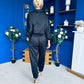 Barbara Detailed Top & Trouser Set Black