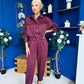 Barbara Detailed Top & Trouser Set Burgundy