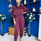 Barbara Detailed Top & Trouser Set Burgundy