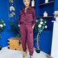 Barbara Detailed Top & Trouser Set Burgundy