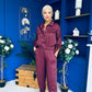 Barbara Detailed Top & Trouser Set Burgundy