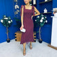 Jovi Tie Shoulder Square Neck Midi Dress Polka Berry