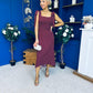 Jovi Tie Shoulder Square Neck Midi Dress Polka Berry