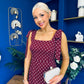 Jovi Tie Shoulder Square Neck Midi Dress Polka Berry