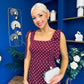 Jovi Tie Shoulder Square Neck Midi Dress Polka Berry