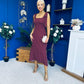 Jovi Tie Shoulder Square Neck Midi Dress Polka Berry