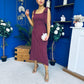 Jovi Tie Shoulder Square Neck Midi Dress Polka Berry