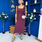 Jovi Tie Shoulder Square Neck Midi Dress Polka Berry