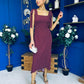 Jovi Tie Shoulder Square Neck Midi Dress Polka Berry