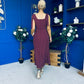 Jovi Tie Shoulder Square Neck Midi Dress Polka Berry