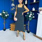 Jovi Tie Shoulder Square Neck Midi Dress Polka Black