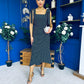 Jovi Tie Shoulder Square Neck Midi Dress Polka Black
