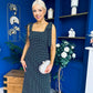 Jovi Tie Shoulder Square Neck Midi Dress Polka Black