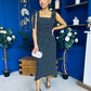 Jovi Tie Shoulder Square Neck Midi Dress Polka Black