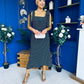 Jovi Tie Shoulder Square Neck Midi Dress Polka Black