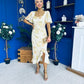 Heidi Square Neck Ruched Midi Dress Floral Yellow