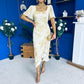 Heidi Square Neck Ruched Midi Dress Floral Yellow