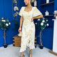 Heidi Square Neck Ruched Midi Dress Floral Yellow