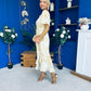 Heidi Square Neck Ruched Midi Dress Floral Yellow