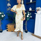 Heidi Square Neck Ruched Midi Dress Floral Yellow