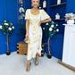 Heidi Square Neck Ruched Midi Dress Floral Yellow