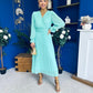Casey Pleated Occasion Midi Dress Pastel Green