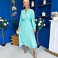 Casey Pleated Occasion Midi Dress Pastel Green