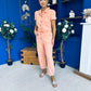 Marissa Short Sleeve Denim Jumpsuit Peach