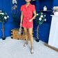 Riley Short Sleeve Denim Playsuit Coral