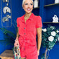 Riley Short Sleeve Denim Playsuit Coral