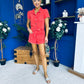 Riley Short Sleeve Denim Playsuit Coral