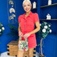 Riley Short Sleeve Denim Playsuit Coral