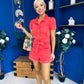 Riley Short Sleeve Denim Playsuit Coral