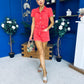Riley Short Sleeve Denim Playsuit Coral