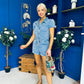 Riley Short Sleeve Denim Playsuit Blue