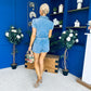 Riley Short Sleeve Denim Playsuit Blue