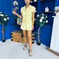 Riley Short Sleeve Denim Playsuit Yellow