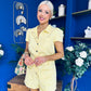 Riley Short Sleeve Denim Playsuit Yellow