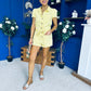 Riley Short Sleeve Denim Playsuit Yellow
