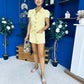 Riley Short Sleeve Denim Playsuit Yellow