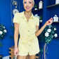 Riley Short Sleeve Denim Playsuit Yellow