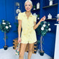 Riley Short Sleeve Denim Playsuit Yellow