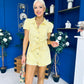 Riley Short Sleeve Denim Playsuit Yellow