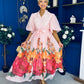 Martina Puff Sleeve Occasion Dress Floral Pink