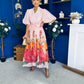 Martina Puff Sleeve Occasion Dress Floral Pink