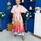 Martina Puff Sleeve Occasion Dress Floral Pink