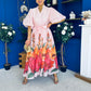 Martina Puff Sleeve Occasion Dress Floral Pink