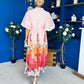 Martina Puff Sleeve Occasion Dress Floral Pink