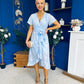 Liana Frill Detail Midi Dress Floral Burnout Blue